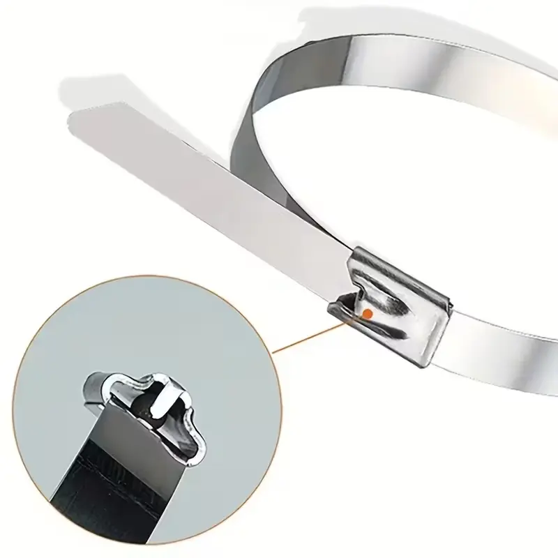 Metal Zip Ties 304 Stainless Steel Heavy-Duty Self-Locking Cable Ties