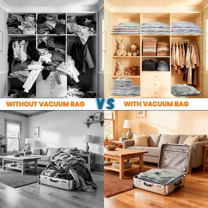 Cordless Travel Vacuum Storage Compression Bag Set - TSA Approved & Reusable | Up to 80% More Space