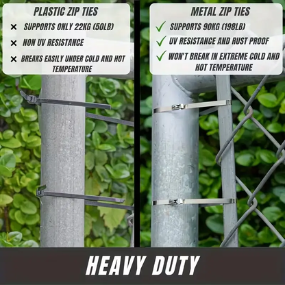 Metal Zip Ties 304 Stainless Steel  Heavy-Duty Self-Locking Cable Ties